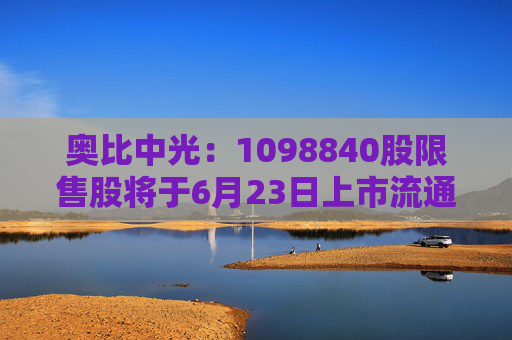 奥比中光：1098840股限售股将于6月23日上市流通